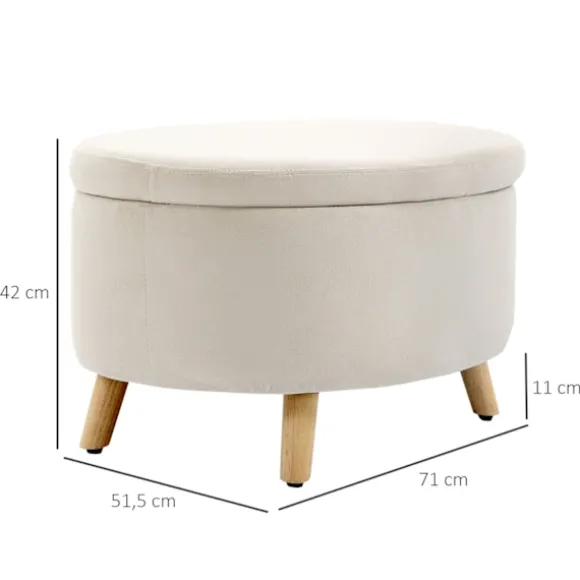 Rootz Oval Velvet Bench - Opbevaring afføring - Fodstråling - Holder op til 80 kg - 71 x 51,5 x 42 cm - Stilfuld brun design