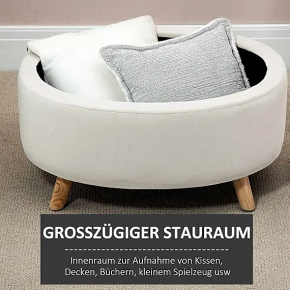 Rootz Oval Velvet Bench - Opbevaring afføring - Fodstråling - Holder op til 80 kg - 71 x 51,5 x 42 cm - Stilfuld brun design