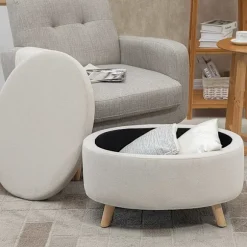 Rootz Oval Velvet Bench - Opbevaring afføring - Fodstråling - Holder op til 80 kg - 71 x 51,5 x 42 cm - Stilfuld brun design