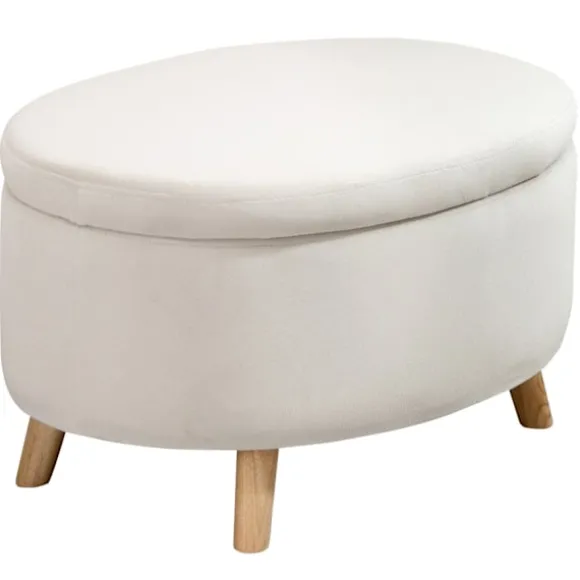 Rootz Oval Velvet Bench - Opbevaring afføring - Fodstråling - Holder op til 80 kg - 71 x 51,5 x 42 cm - Stilfuld brun design