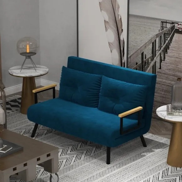 Rootz 2-personers fløjlssovesofa - sovesofa - sovesofa - Justerbart ryglæn - Forbedret komfort - 102 cm x 73 cm x 81 cm - Stålramme