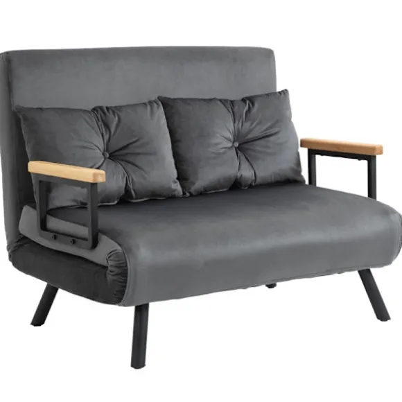 Rootz 2-personers fløjlssovesofa - sovesofa - sovesofa - Justerbart ryglæn - tyk polstring - 102 cm x 73 cm x 81 cm (sofa) / 183 cm x 98,5 cm x 26 cm | Fyndiq