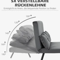 Rootz 2-personers fløjlssovesofa - sovesofa - sovesofa - Justerbart ryglæn - tyk polstring - 102 cm x 73 cm x 81 cm (sofa) / 183 cm x 98,5 cm x 26 cm | Fyndiq
