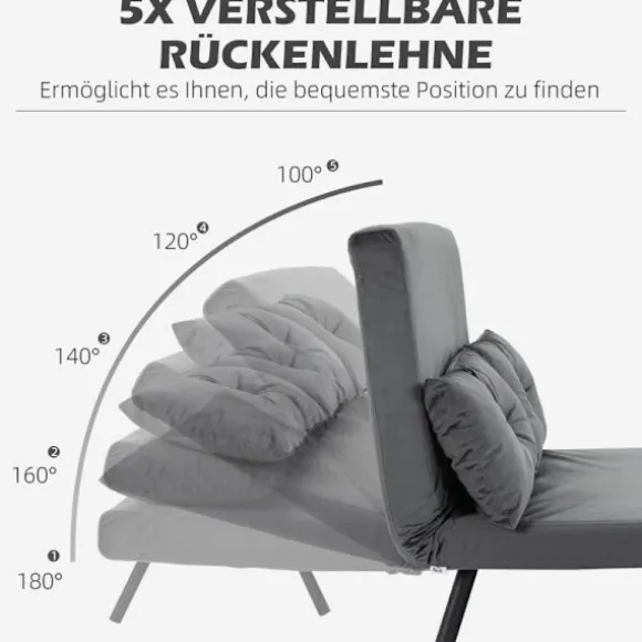 Rootz 2-personers fløjlssovesofa - sovesofa - sovesofa - Justerbart ryglæn - tyk polstring - 102 cm x 73 cm x 81 cm (sofa) / 183 cm x 98,5 cm x 26 cm | Fyndiq