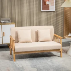 Rootz 2-personers sofa - Kompakt sofa - Loveseat - Stof i hørlook - Op til 200 kg Kapacitet - Optimal komfort - Tidløs charme - 123L x 69W x 74H cm