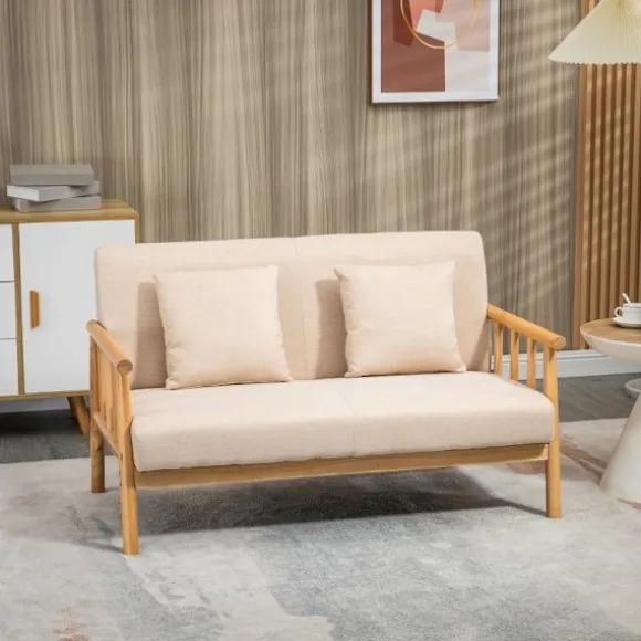 Rootz 2-personers sofa - Kompakt sofa - Loveseat - Stof i hørlook - Op til 200 kg Kapacitet - Optimal komfort - Tidløs charme - 123L x 69W x 74H cm
