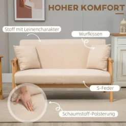 Rootz 2-personers sofa - Kompakt sofa - Loveseat - Stof i hørlook - Op til 200 kg Kapacitet - Optimal komfort - Tidløs charme - 123L x 69W x 74H cm