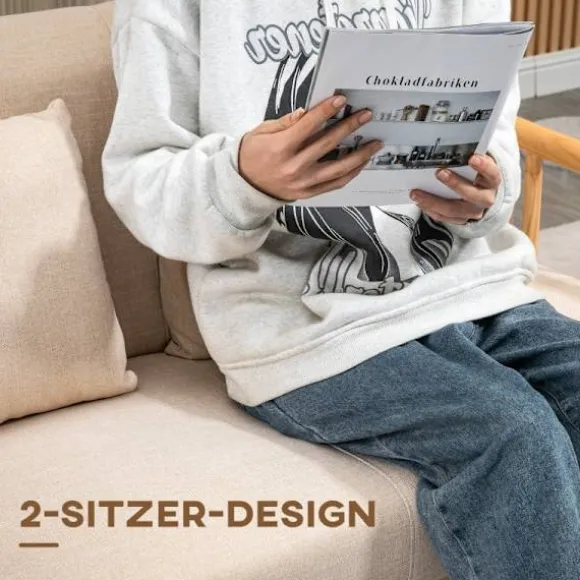 Rootz 2-personers sofa - Kompakt sofa - Loveseat - Stof i hørlook - Op til 200 kg Kapacitet - Optimal komfort - Tidløs charme - 123L x 69W x 74H cm