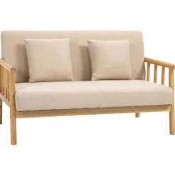Rootz 2-personers sofa - Kompakt sofa - Loveseat - Stof i hørlook - Op til 200 kg Kapacitet - Optimal komfort - Tidløs charme - 123L x 69W x 74H cm