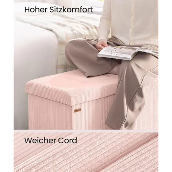 Rootz Pink Seat Bryst - Opbevaringsbænk - Ottoman - Høj elastisk skum - 38 cm x 110 cm x 38 cm