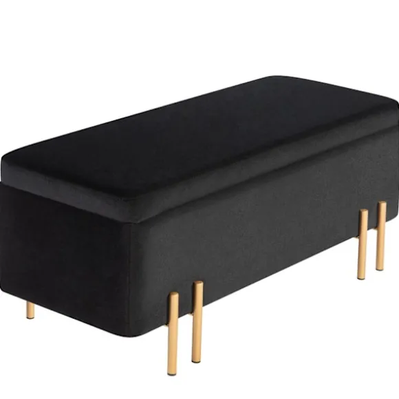 Rootz polstret bænk - Opbevaringsbænk - Sengbænk - Ekstra opbevaring - 100 x 40 x 42 cm - Sort