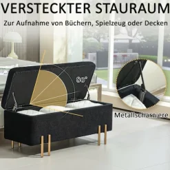Rootz polstret bænk - Opbevaringsbænk - Sengbænk - Ekstra opbevaring - 100 x 40 x 42 cm - Sort