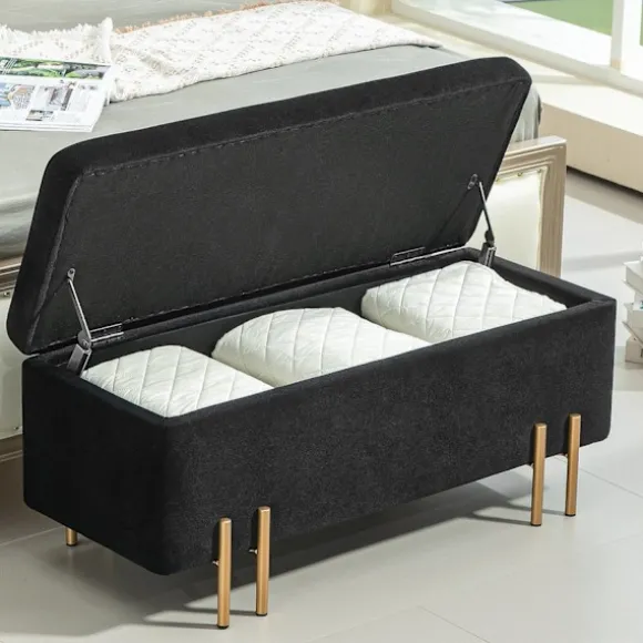 Rootz polstret bænk - Opbevaringsbænk - Sengbænk - Ekstra opbevaring - 100 x 40 x 42 cm - Sort