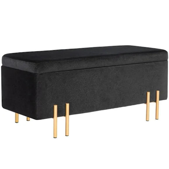 Rootz polstret bænk - Opbevaringsbænk - Sengbænk - Ekstra opbevaring - 100 x 40 x 42 cm - Sort
