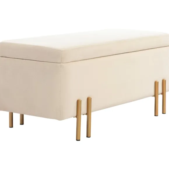 Rootz polstret opbevaringsbænk - brystbænk - Fodstøtter - Skjult opbevaring - 100 x 40 x 42 cm - Wood & Metal Base af høj kvalitet - Brun