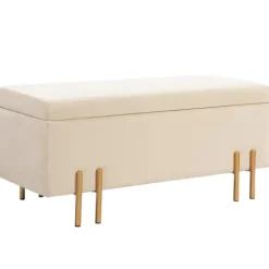 Rootz polstret opbevaringsbænk - brystbænk - Fodstøtter - Skjult opbevaring - 100 x 40 x 42 cm - Wood & Metal Base af høj kvalitet - Brun
