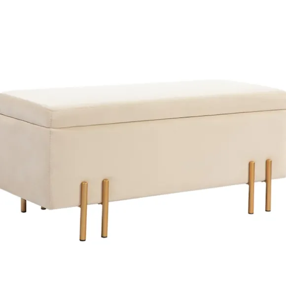 Rootz polstret opbevaringsbænk - brystbænk - Fodstøtter - Skjult opbevaring - 100 x 40 x 42 cm - Wood & Metal Base af høj kvalitet - Brun