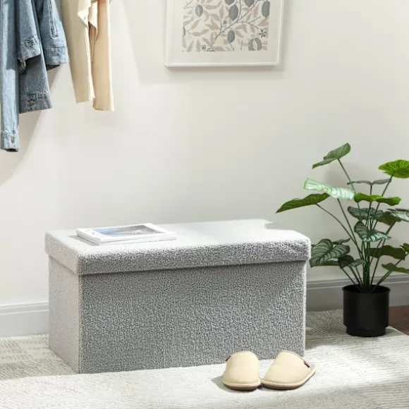 Rootz polstret opbevaringsskammel - bænk - fodskammel - organiserer hjemmet - grå - 76 cm x 38 cm x 34 cm