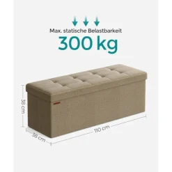 Rootz Polstret Opbevaringsbænk - Ottoman - Gang Organizer - Medium Density Fiberboard - 38cm x 110cm x 38cm