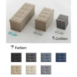 Rootz Polstret Opbevaringsbænk - Ottoman - Gang Organizer - Medium Density Fiberboard - 38cm x 110cm x 38cm