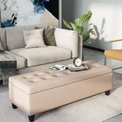Rootz polstret opbevaringsbænk - soveværelsesbænk - osmannisk - elegant design - 125 cm x 49 cm x 41,5 cm