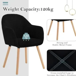 Rootz polstret spisestuestol - Komfortstol - Stilfuld siddeplads - Høj komfort - Robust og stabil - Alsidig brug - 55,5 cm x 83,5 cm x 56,5 cm