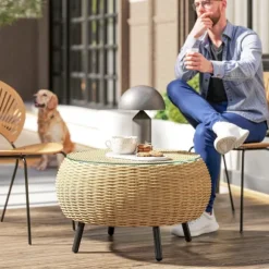 Rootz Poly Rattan Side Table - Round sofabord - Balkonbord - Vejrbestandig og holdbar - Ø75 x 42 cm