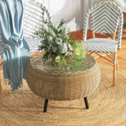 Rootz Poly Rattan Side Table - Round sofabord - Balkonbord - Vejrbestandig og holdbar - Ø75 x 42 cm