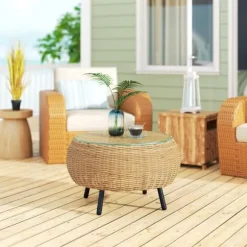 Rootz Poly Rattan Side Table - Round sofabord - Balkonbord - Vejrbestandig og holdbar - Ø75 x 42 cm