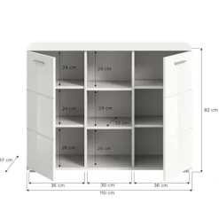 Rootz Prego -kommode - Kommode - Opbevaringsenhed - Træmateriale - Hvid - Tidløs design - 110 cm x 83 cm x 37 cm