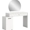 Rootz Prisma Dressing Table in White High Gloss - Desk - Cosmetic Table - 1 Door - 1 skuffe - Rumbesparende - 117 cm x 138 cm x 42 cm