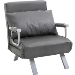 Rootz Relax lænestol - Gæsteseng - Armlæn - 3-i-1 - Chaiselong - Pude - Grå - 65 x 69 x 80 cm