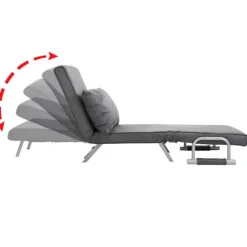 Rootz Relax lænestol - Gæsteseng - Armlæn - 3-i-1 - Chaiselong - Pude - Grå - 65 x 69 x 80 cm