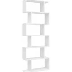 Rootz reol 70 x 23,5 x 190,5 cm hvid - Standhylde 6 rum - Lille design kommode - Moderne arkivhylde Spånplade Fritstående - Opbevaringshylde Åben