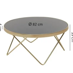 Rootz Retro sofabord - Filigran bordben - Stilfuldt centerbord - V-formede ben - Moderne farveskema - Gyldent stel - Plade af hærdet glas - 39 cm x 82 | Fyndiq