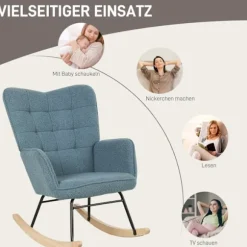 Rootz Rocking Stol - Ergonomisk sæde - Hyggeligt amningstol - Lindrer stress - 98t x 71b x 101H cm - Blå