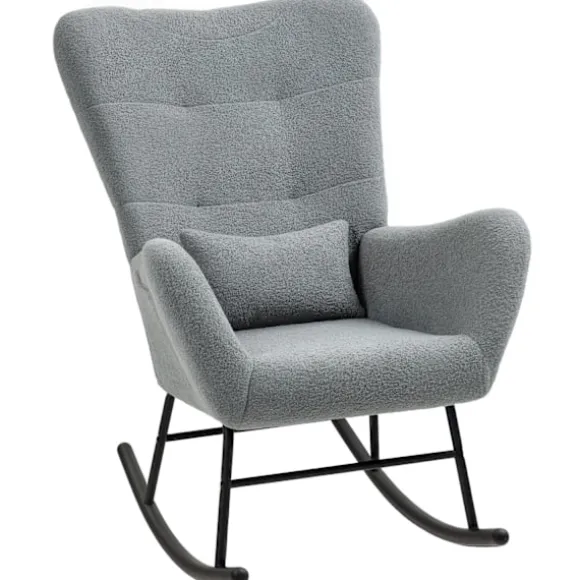 Rootz Rocking Stol - Fluffy Lounge stol - skridsikre hvilestol - luksuriøs komfort - 67 cm x 95 cm x 100 cm - Grå