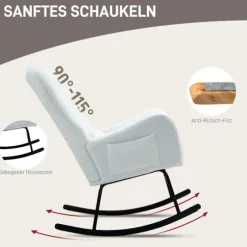 Rootz Rocking Stol - Fluffy stol - Gliderstol - Luksuriøs komfort - 67 cm x 95 cm x 100 cm - Hvid