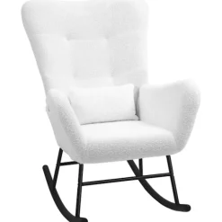 Rootz Rocking Stol - Fluffy stol - Gliderstol - Luksuriøs komfort - 67 cm x 95 cm x 100 cm - Hvid