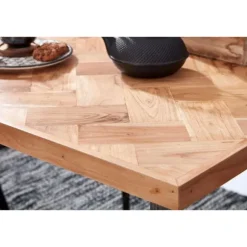 Rootz Room Spisebord 80x76x80 cm Massivt træ Acacia - Metal Industriel - Spisebord massivt lille - Køkkenbord træbord spisestue Lille spisebord træ - | Fyndiq
