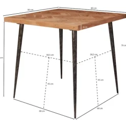 Rootz Room Spisebord 80x76x80 cm Massivt træ Acacia - Metal Industriel - Spisebord massivt lille - Køkkenbord træbord spisestue Lille spisebord træ - | Fyndiq