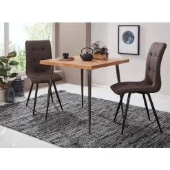 Rootz Room Spisebord 80x76x80 cm Massivt træ Acacia - Metal Industriel - Spisebord massivt lille - Køkkenbord træbord spisestue Lille spisebord træ - | Fyndiq
