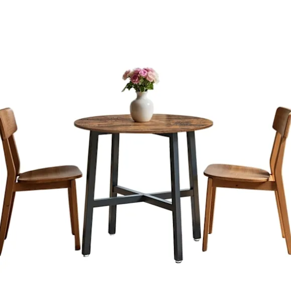 Rootz Round Dining Bord - Brown _ Black - Kitchen Table - Wooden Chipboard - Holdbar support - 80 cm x 75 cm