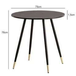Rootz Round Dining Bord - Moderne bord - Elegant marmorudseende - Justerbare ben - 75 cm x 75 cm x 76 cm