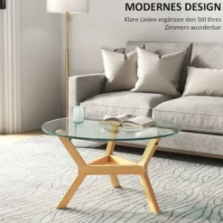 Rootz Round sofabord - Matchet Glass - Stue Bord - Justerbare fodpuder - Stabil design - Ø80 x 45H cm
