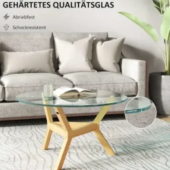 Rootz Round sofabord - Matchet Glass - Stue Bord - Justerbare fodpuder - Stabil design - Ø80 x 45H cm