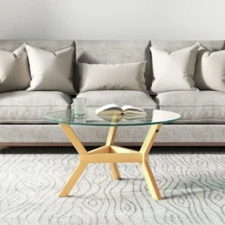 Rootz Round sofabord - Matchet Glass - Stue Bord - Justerbare fodpuder - Stabil design - Ø80 x 45H cm