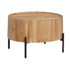 Rootz Round sofabord - Moderne møbler - Acacia Wood Table - Robuste ben - Anti -slip -drejeknapper - 60 cm x 60 cm x 41 cm