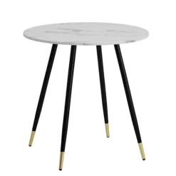 Rootz Round Spisebord - Moderne spisemøbler - bord i marmorstil - Scratch -resistente - 75 cm x 75 cm x 76 cm
