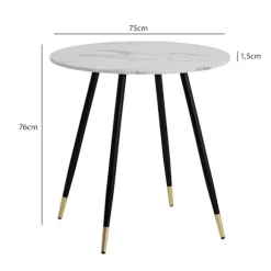 Rootz Round Spisebord - Moderne spisemøbler - bord i marmorstil - Scratch -resistente - 75 cm x 75 cm x 76 cm